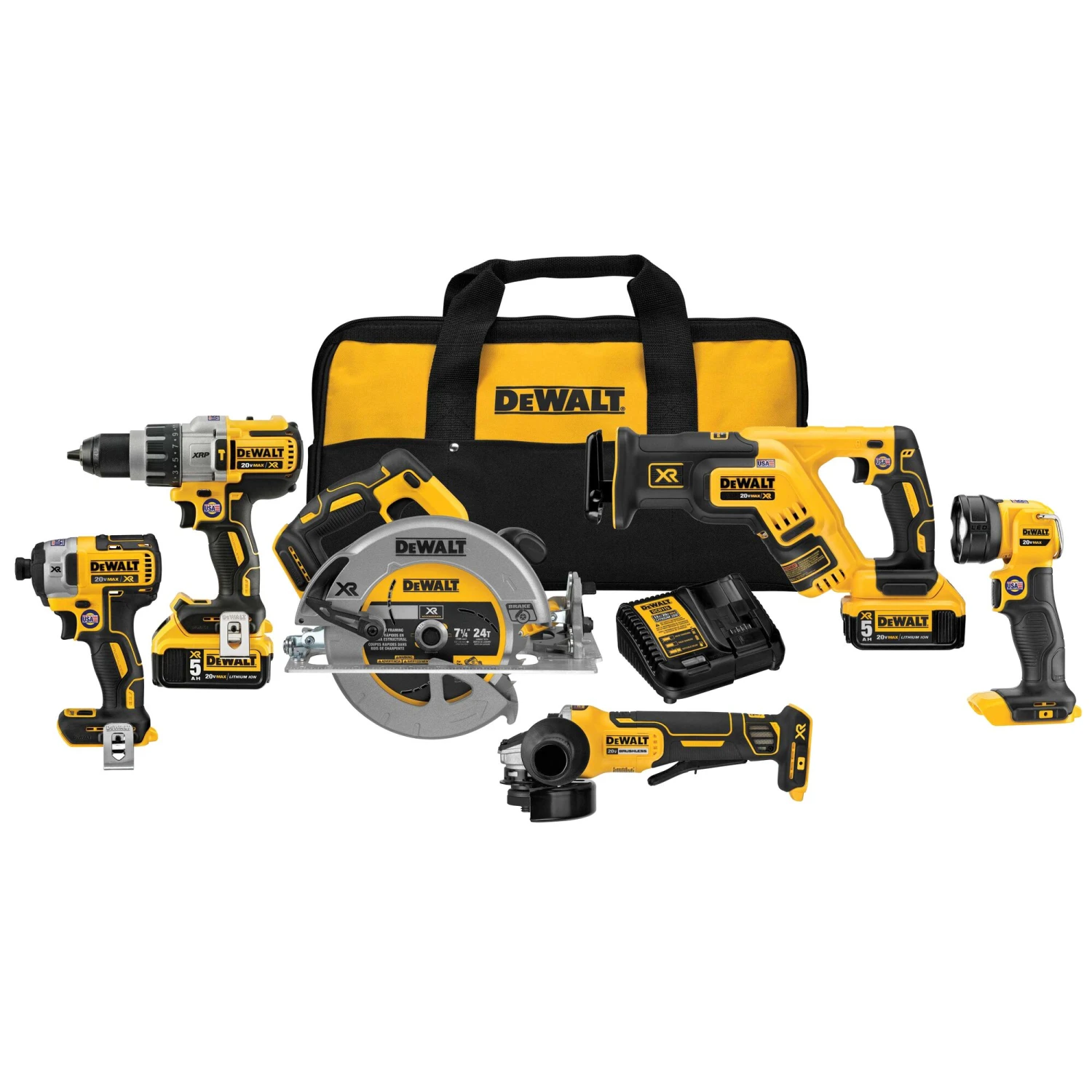 DEWALT XR 6-Tool 20-Volt Max Brushless Power Tool Combo Kit With Soft Case (2-Batteries And Charger Included) 1 DEWALT XR 6-Tool 20-Volt Max Brushless Power Tool Combo Kit With Soft Case (2-Batteries And Charger Included)