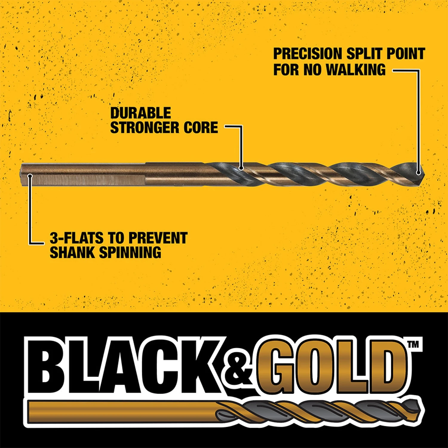 DEWALT 3/8-in X 5-1/16-in Black And Gold Coated HSS Jobber Length Twist Drill Bit 3 DEWALT 3/8-in X 5-1/16-in Black And Gold Coated HSS Jobber Length Twist Drill Bit - Image 3
