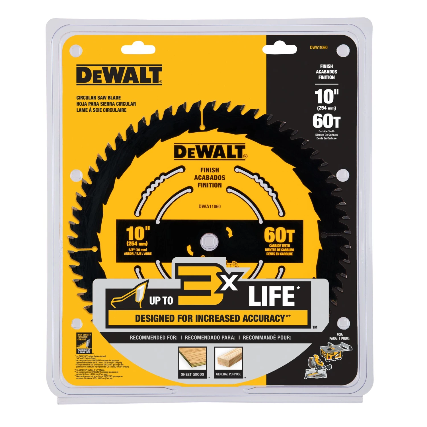 DEWALT Large Diameter Saw Blades 10-in 60 -Tooth Fine Finish Tungsten Carbide-tipped Steel Miter/Table Saw Blade Individual 1 DEWALT Large Diameter Saw Blades 10-in 60 -Tooth Fine Finish Tungsten Carbide-tipped Steel Miter/Table Saw Blade Individual