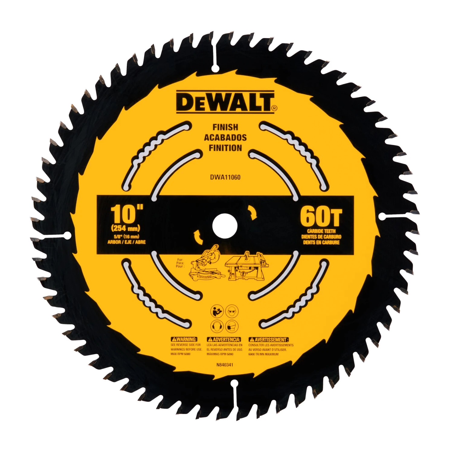 DEWALT Large Diameter Saw Blades 10-in 60 -Tooth Fine Finish Tungsten Carbide-tipped Steel Miter/Table Saw Blade Individual 2 DEWALT Large Diameter Saw Blades 10-in 60 -Tooth Fine Finish Tungsten Carbide-tipped Steel Miter/Table Saw Blade Individual - Image 2