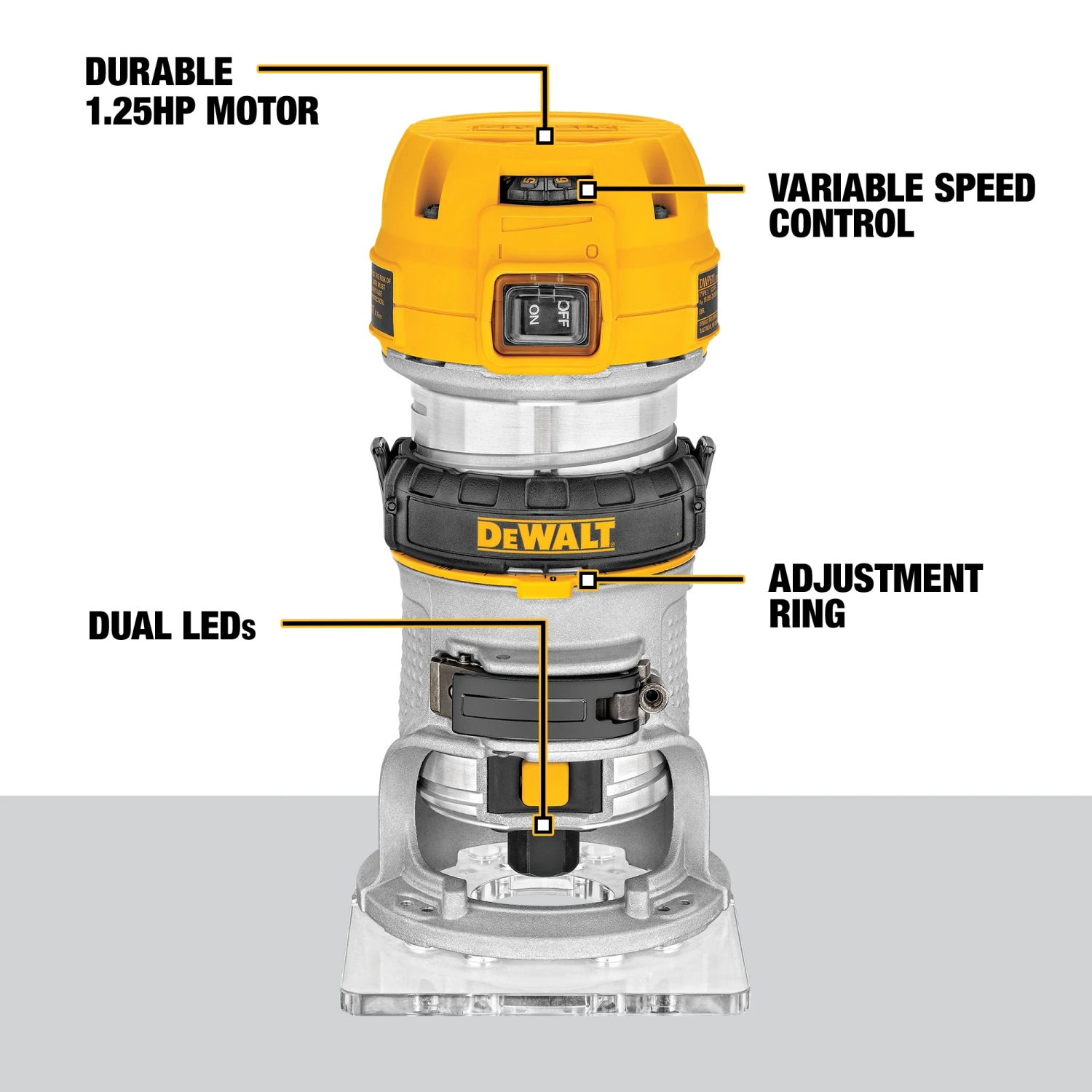 DEWALT 1/4-in 1.25 -HP Variable Speed Fixed Router 2 DEWALT 1/4-in 1.25 -HP Variable Speed Fixed Router - Image 2