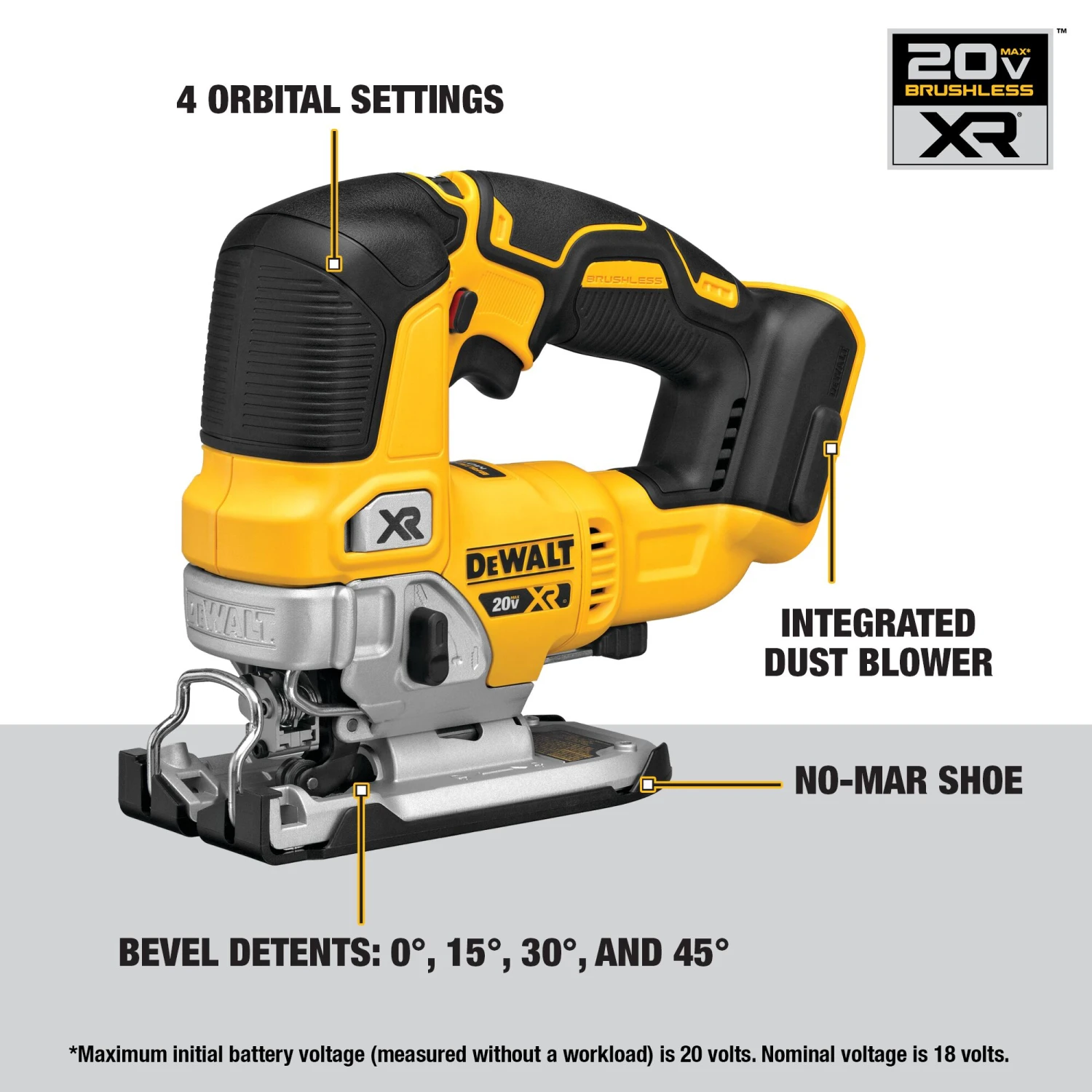 DEWALT 20V MAX XR 3-Tool Brushless Woodworking Power Tool Combo Kit With Soft Case (2-Batteries And Charger Included) 5 DEWALT 20V MAX XR 3-Tool Brushless Woodworking Power Tool Combo Kit With Soft Case (2-Batteries And Charger Included) - Image 5
