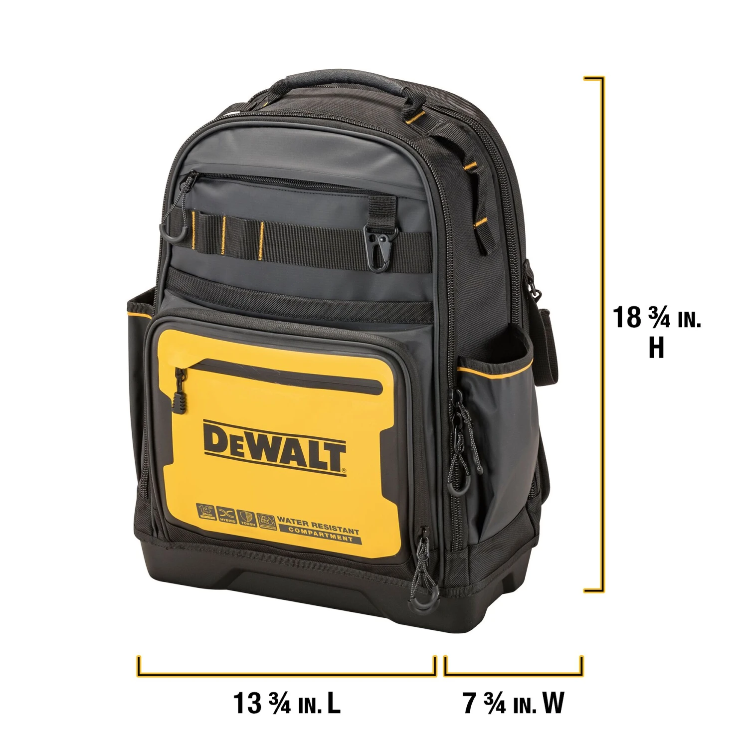DEWALT Black - Yellow Polyester 7.75-in W X 18.75-in D X 13.75-in L Zippered Backpack 2 DEWALT Black - Yellow Polyester 7.75-in W X 18.75-in D X 13.75-in L Zippered Backpack - Image 2
