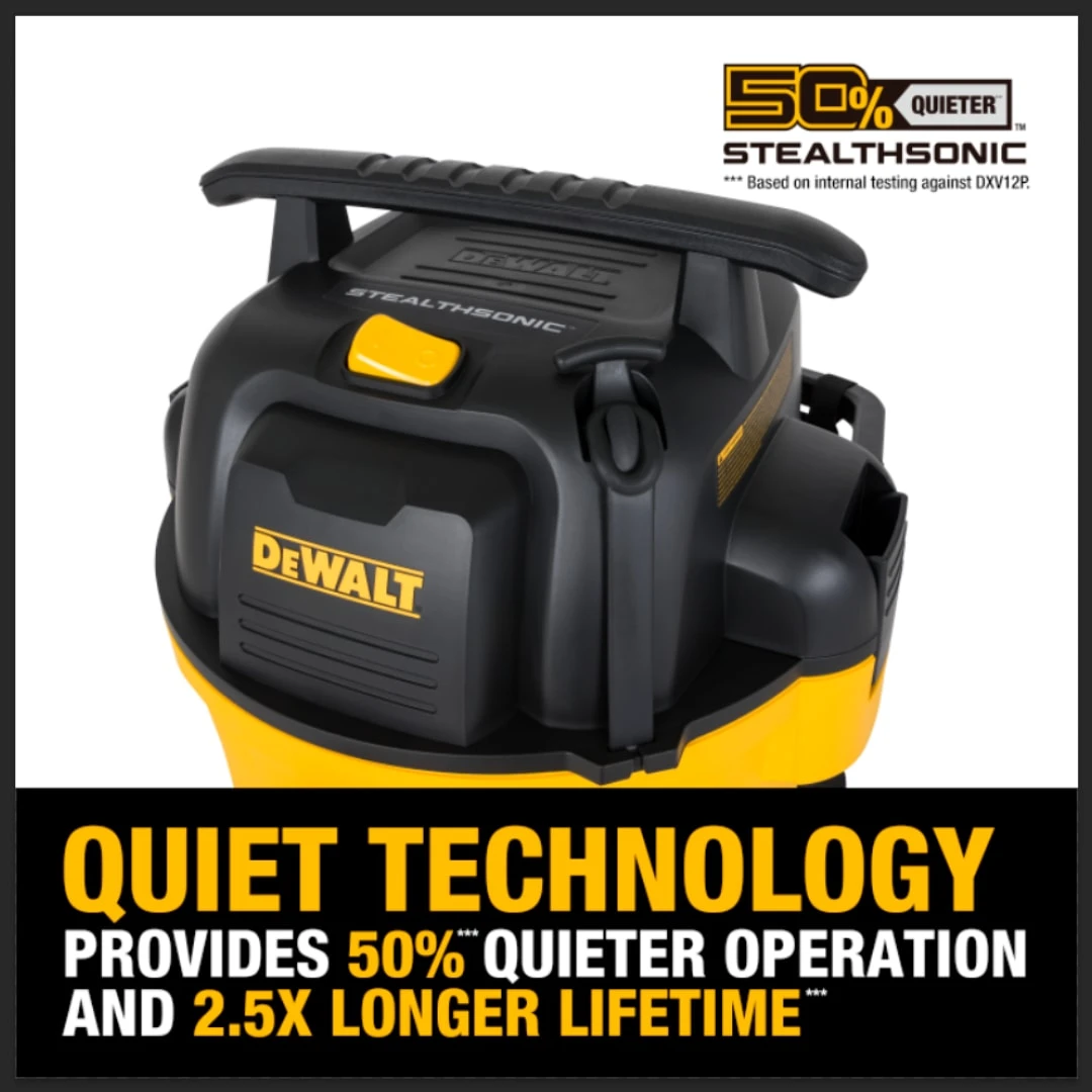DEWALT Stealthsonic Quiet 12-Gallon 5.5 HP Corded Wet/Dry Shop Vacuum With Accessories Included 10 DEWALT Stealthsonic Quiet 12-Gallon 5.5 HP Corded Wet/Dry Shop Vacuum With Accessories Included - Image 10