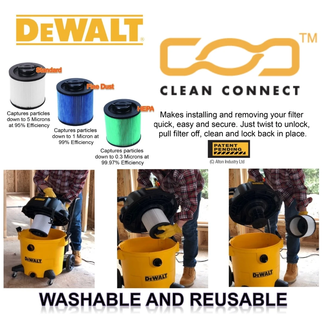 DEWALT Reusable Large Wet/Dry Shop Vacuum Cartridge Filter 5 DEWALT Reusable Large Wet/Dry Shop Vacuum Cartridge Filter - Image 5