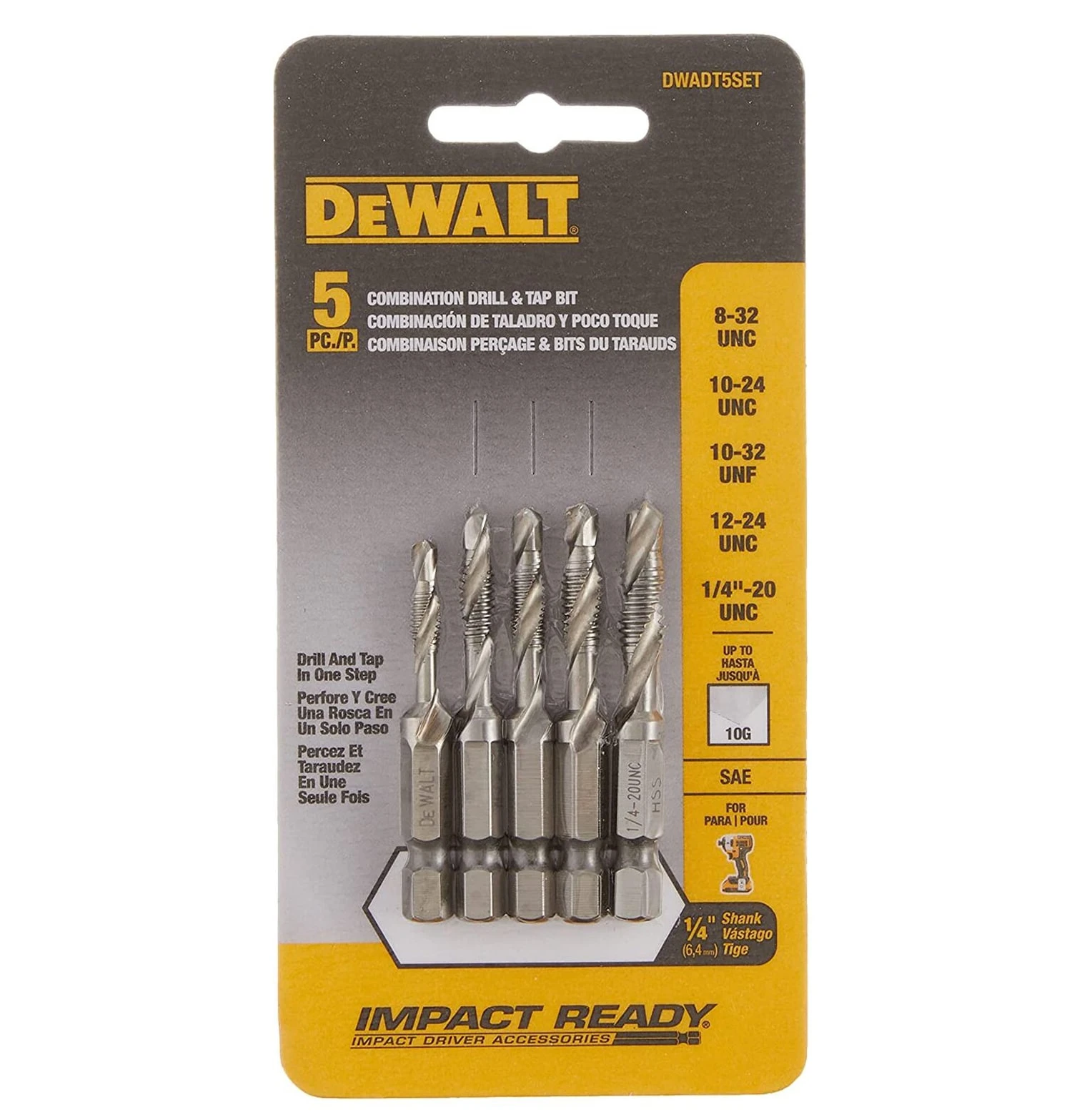 DEWALT Assorted Standard (SAE) Tap And Drill Set 5 -Pack 2 DEWALT Assorted Standard (SAE) Tap And Drill Set 5 -Pack - Image 2