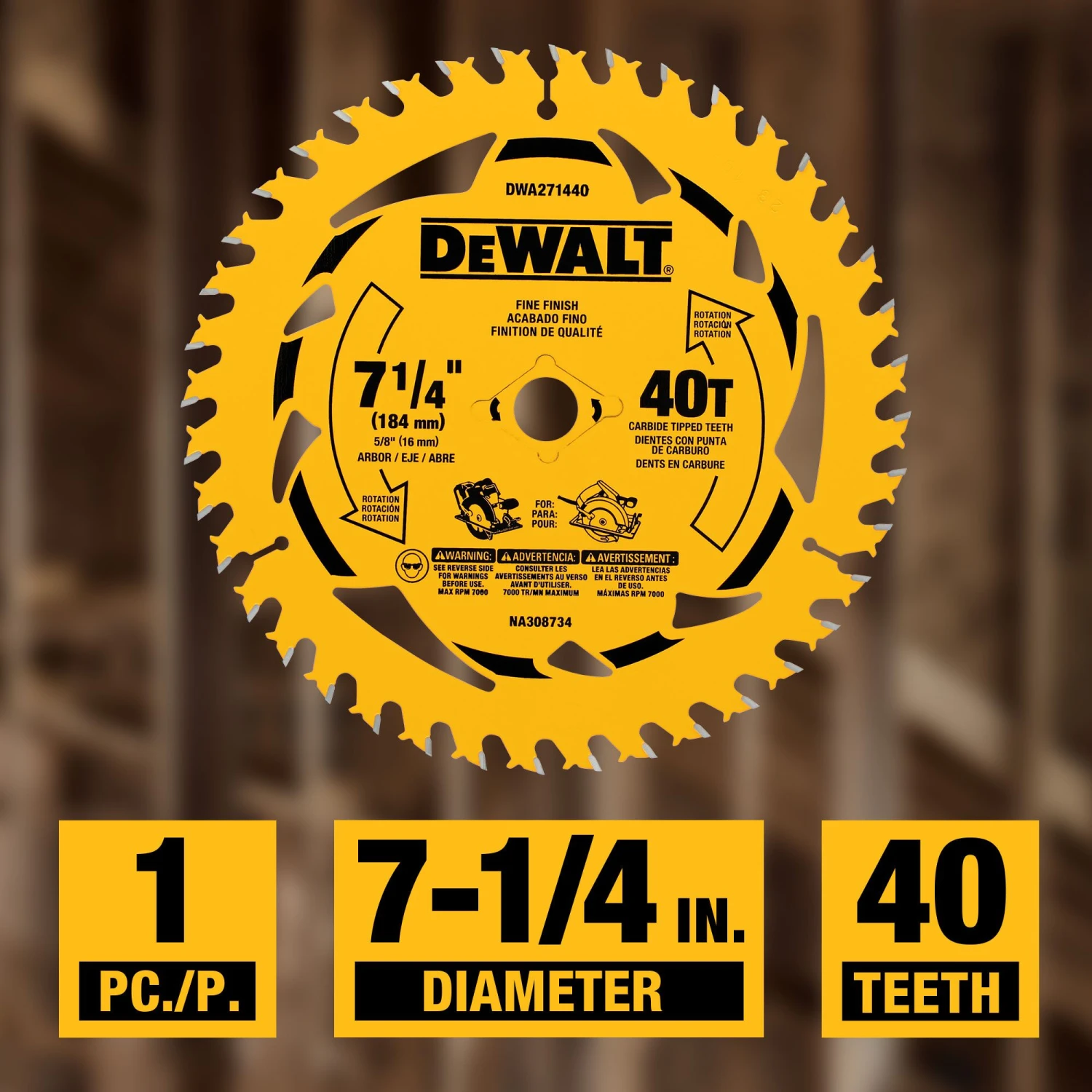 DEWALT 7-1/4-in 40 -Tooth Fine Finish Tungsten Carbide-tipped Steel Circular Saw Blade Individual 3 DEWALT 7-1/4-in 40 -Tooth Fine Finish Tungsten Carbide-tipped Steel Circular Saw Blade Individual - Image 3