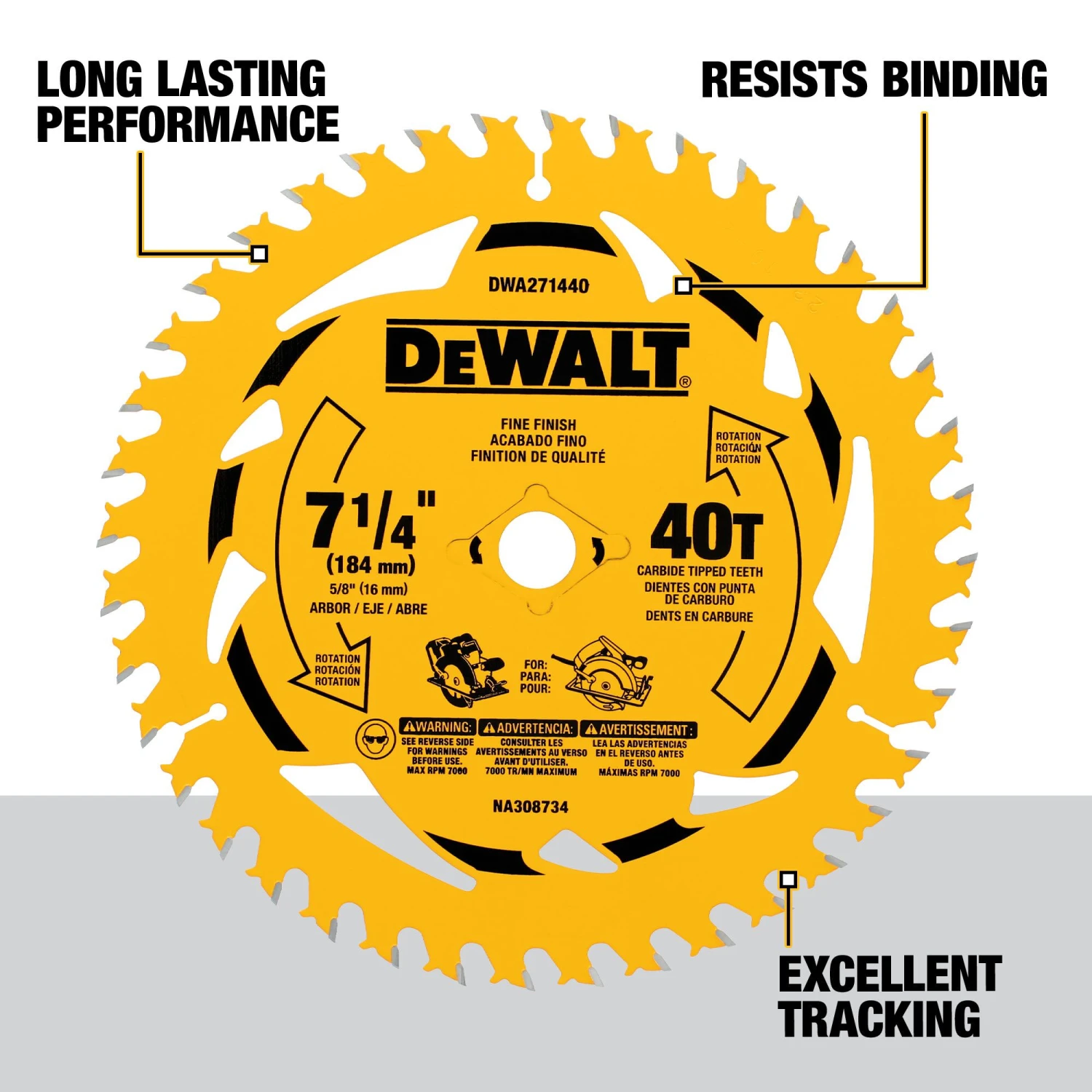 DEWALT 7-1/4-in 40 -Tooth Fine Finish Tungsten Carbide-tipped Steel Circular Saw Blade Individual 2 DEWALT 7-1/4-in 40 -Tooth Fine Finish Tungsten Carbide-tipped Steel Circular Saw Blade Individual - Image 2