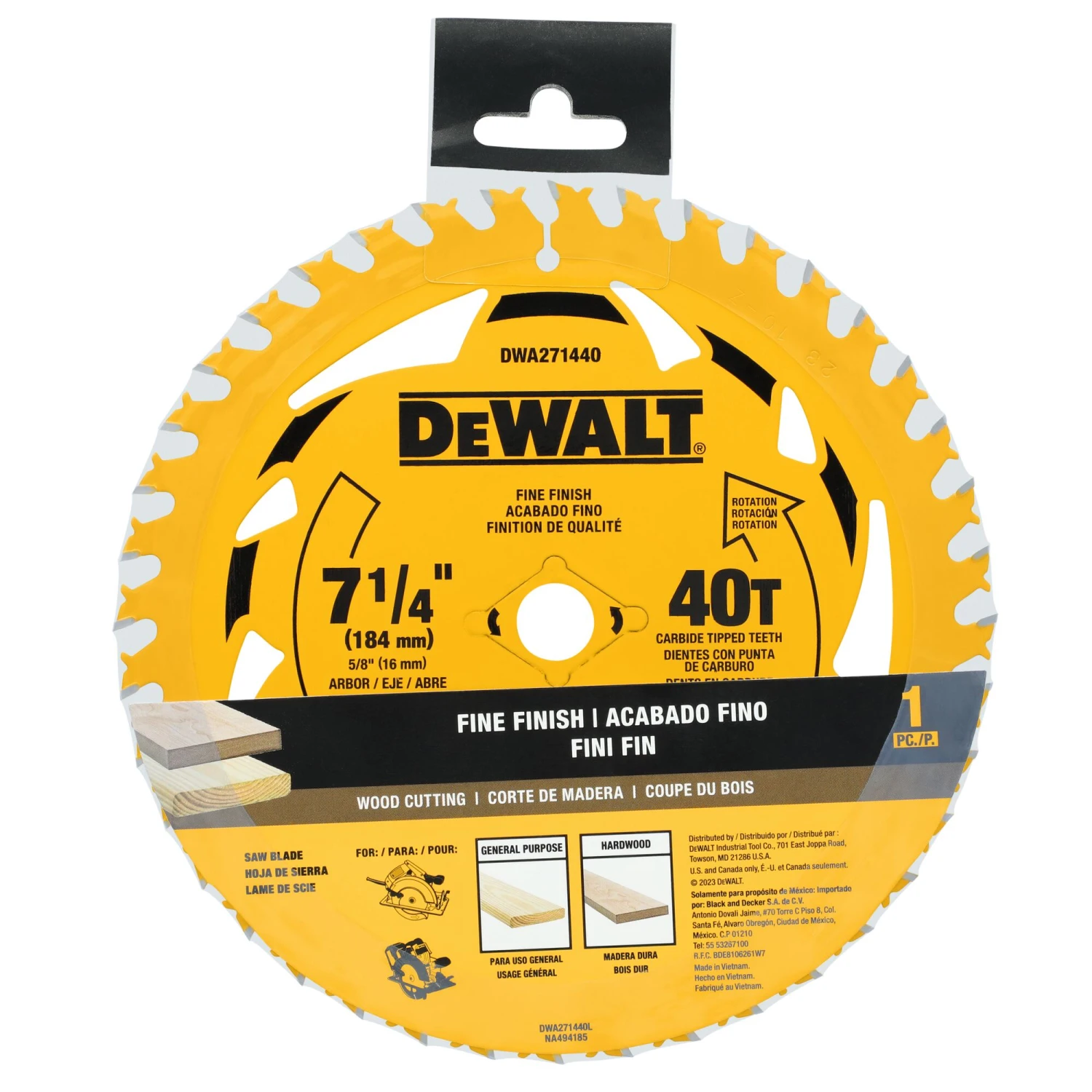DEWALT 7-1/4-in 40 -Tooth Fine Finish Tungsten Carbide-tipped Steel Circular Saw Blade Individual 10 DEWALT 7-1/4-in 40 -Tooth Fine Finish Tungsten Carbide-tipped Steel Circular Saw Blade Individual - Image 10