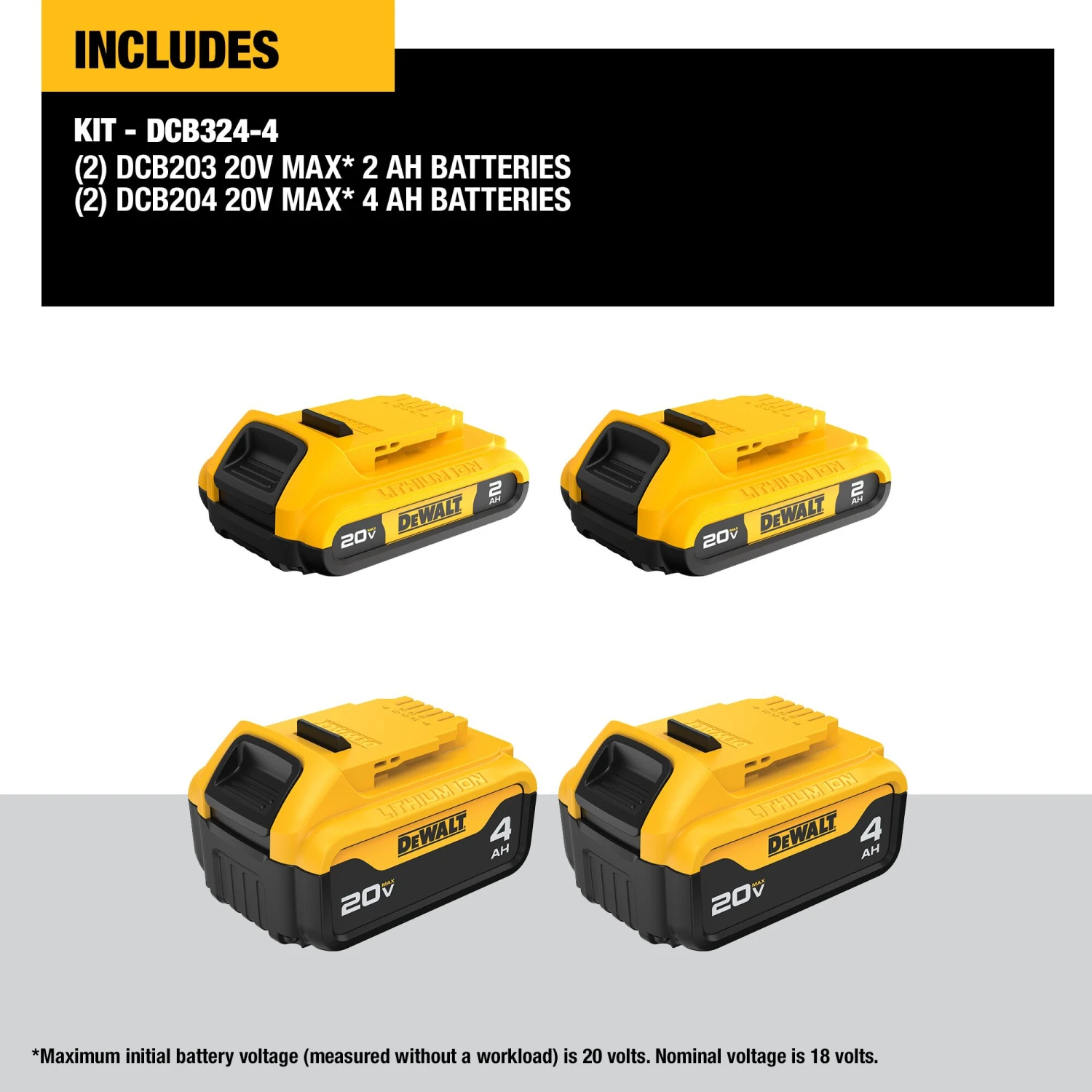 DEWALT 20 -Volt 4 -Pack Lithium-ion ( 2 Ah 4 Ah Battery ) 3 DEWALT 20 -Volt 4 -Pack Lithium-ion ( 2 Ah 4 Ah Battery ) - Image 3