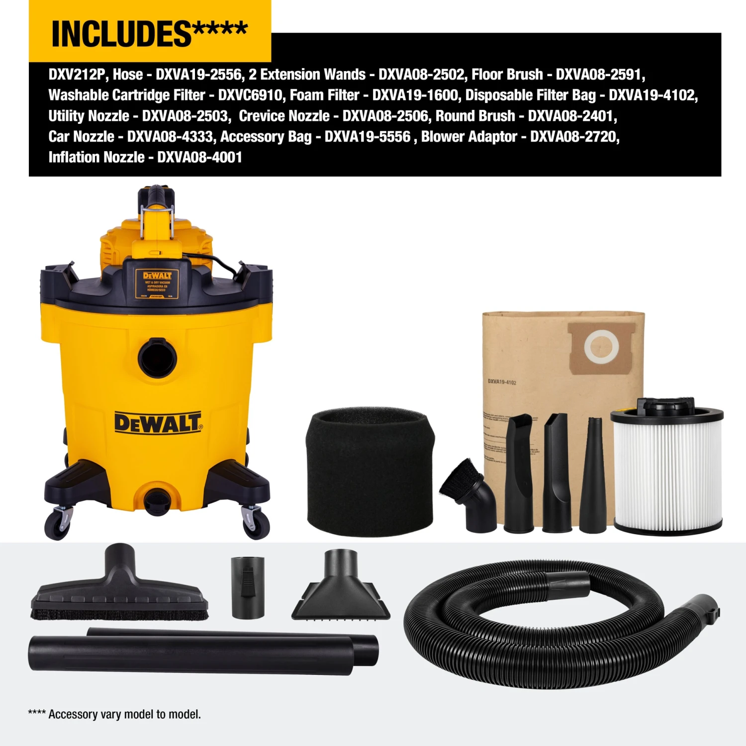 DEWALT Detachable Blower 12-Gallon 5.5 HP Corded Wet/Dry Shop Vacuum With Accessories Included 5 DEWALT Detachable Blower 12-Gallon 5.5 HP Corded Wet/Dry Shop Vacuum With Accessories Included - Image 5