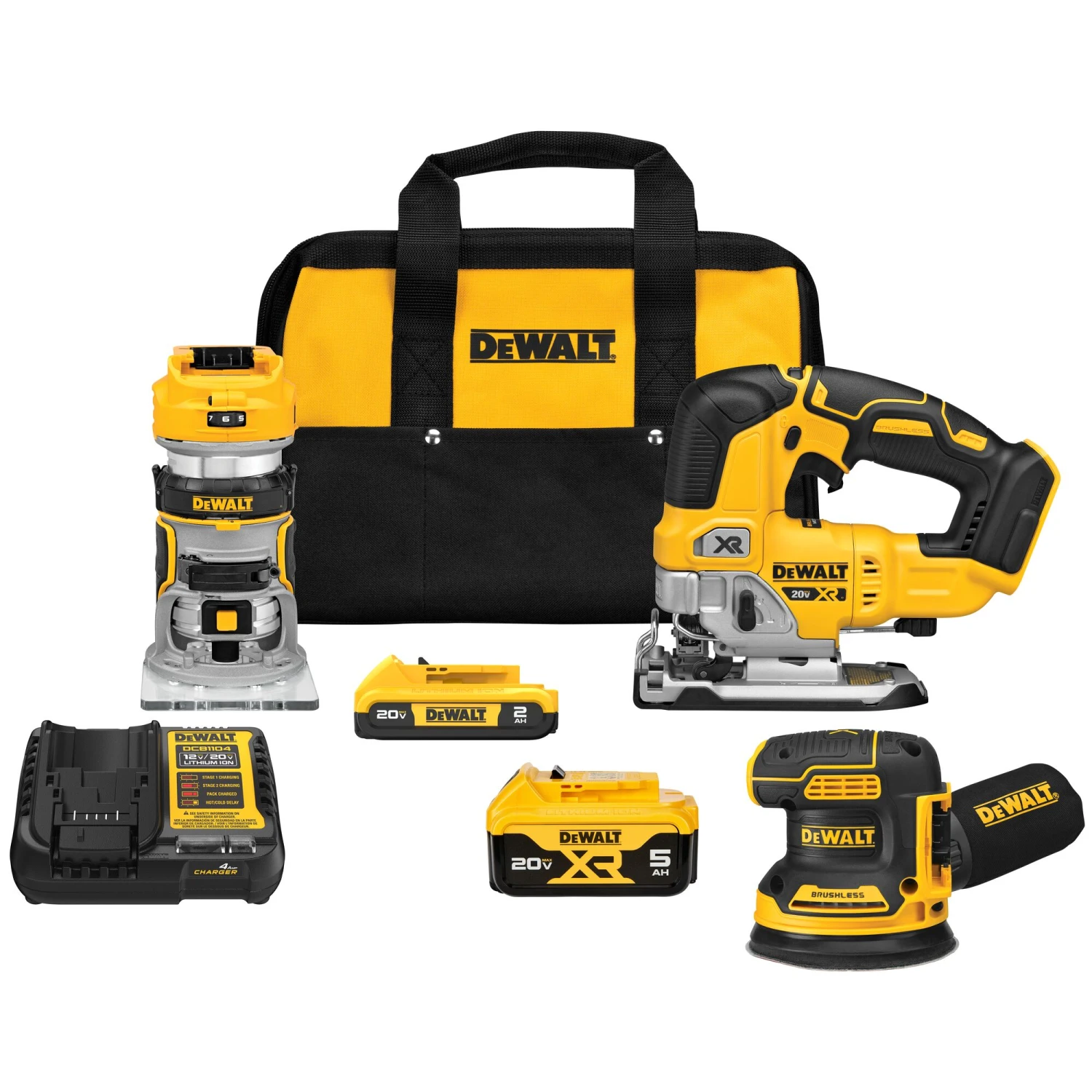 DEWALT 20V MAX XR 3-Tool Brushless Woodworking Power Tool Combo Kit With Soft Case (2-Batteries And Charger Included) 1 DEWALT 20V MAX XR 3-Tool Brushless Woodworking Power Tool Combo Kit With Soft Case (2-Batteries And Charger Included)