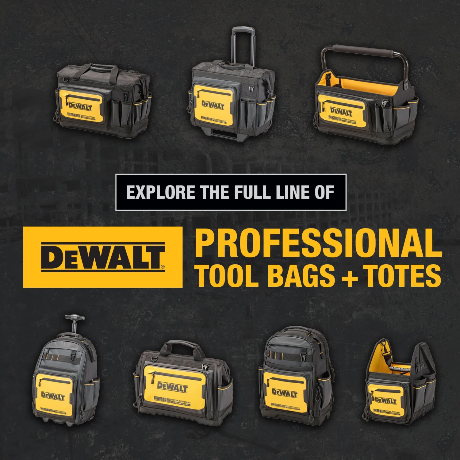 DEWALT Black - Yellow Polyester 7.75-in W X 18.75-in D X 13.75-in L Zippered Backpack 18 DEWALT Black - Yellow Polyester 7.75-in W X 18.75-in D X 13.75-in L Zippered Backpack - Image 18