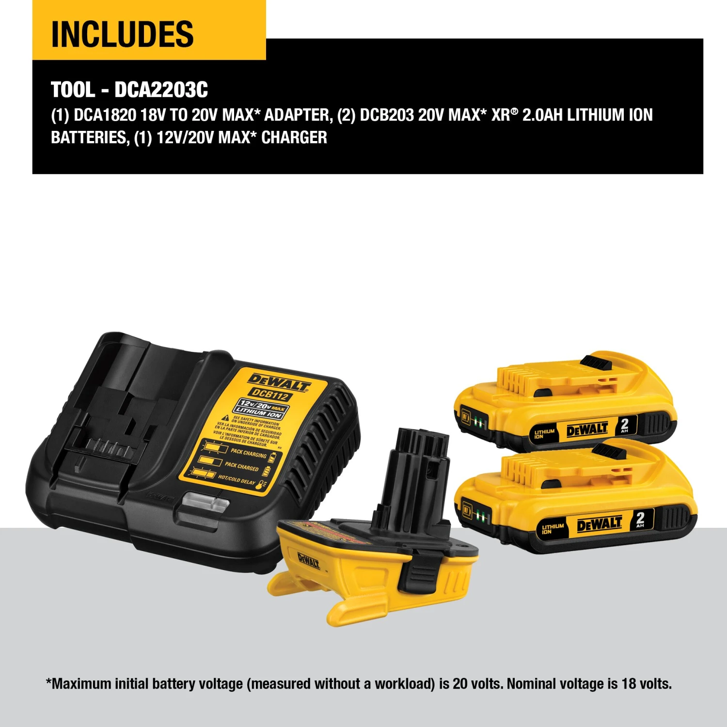 DEWALT 20 -Volt 2 -Pack Lithium-ion ( 2.0 Ah 2.0 Ah Battery Adapter Kit ) 2 DEWALT 20 -Volt 2 -Pack Lithium-ion ( 2.0 Ah 2.0 Ah Battery Adapter Kit ) - Image 2