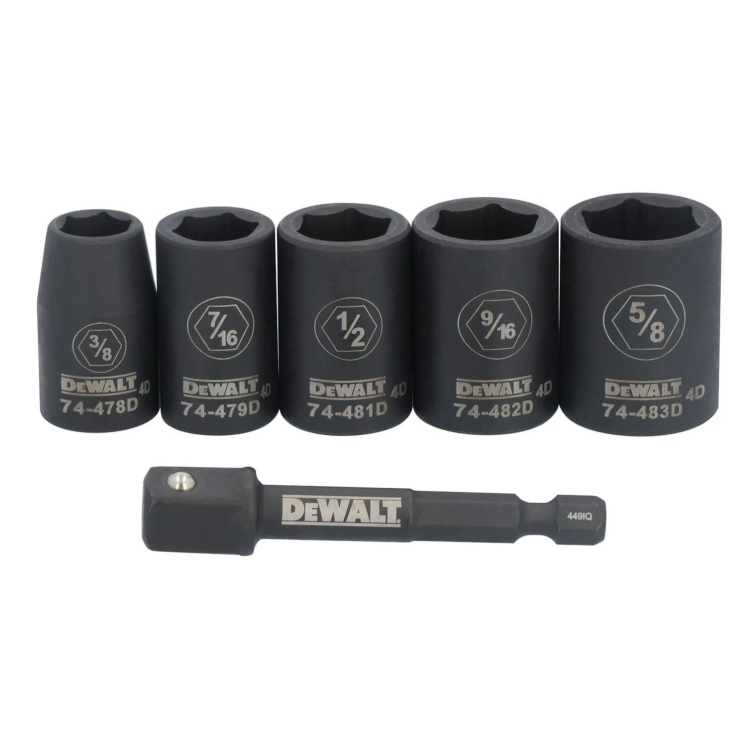 DEWALT 6 -Piece Standard (SAE) 3/8-in Drive Set 6-point Impact Socket Set 1 DEWALT 6 -Piece Standard (SAE) 3/8-in Drive Set 6-point Impact Socket Set