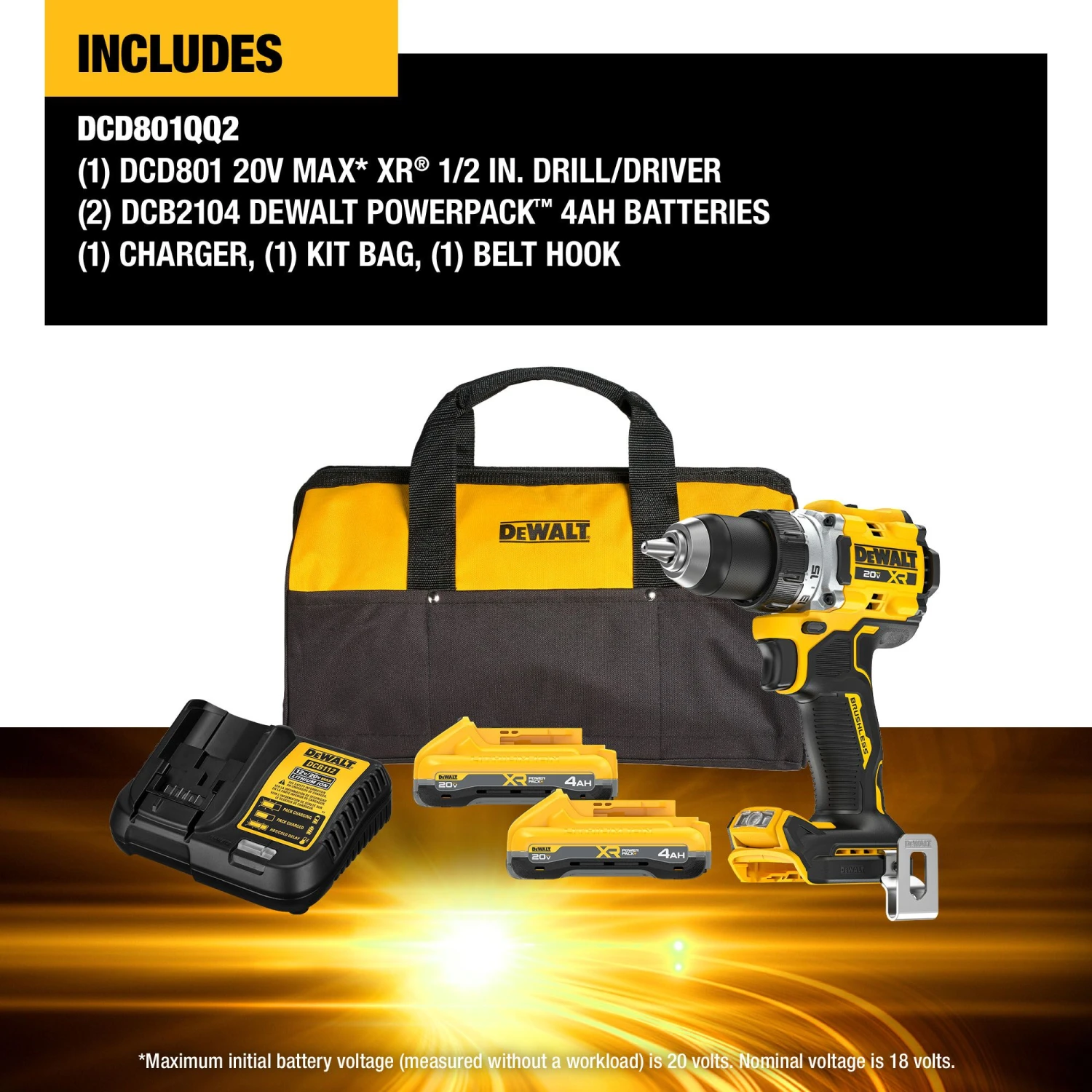 DEWALT 20-volt Max 1/2-in Keyless Brushless Cordless Drill ( 2 -Batteries Included, And Charger Included ) 2 DEWALT 20-volt Max 1/2-in Keyless Brushless Cordless Drill ( 2 -Batteries Included, And Charger Included ) - Image 2