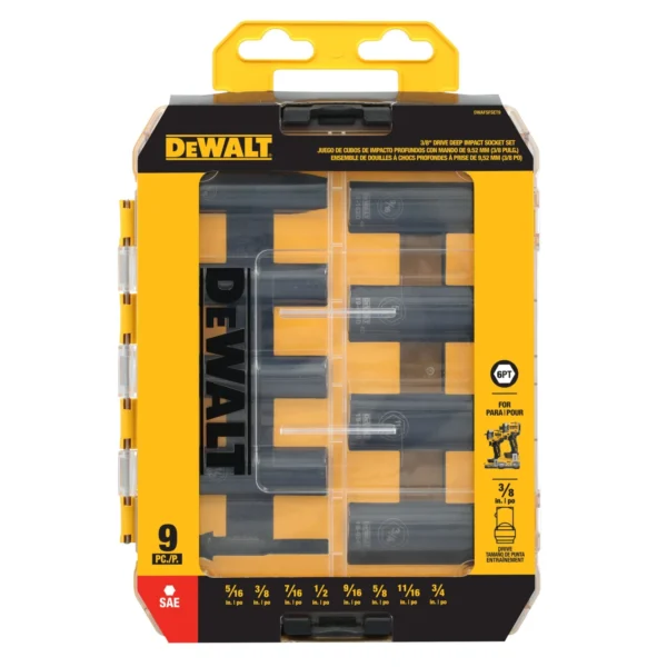 DEWALT 9 -Piece Standard (SAE) 3/8-in Drive Set 6-point Impact Socket Set