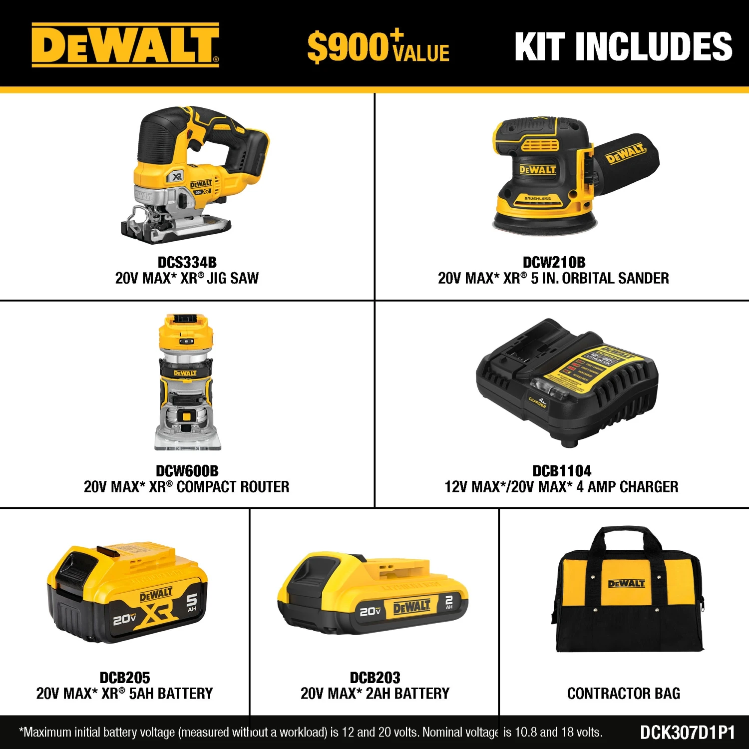 DEWALT 20V MAX XR 3-Tool Brushless Woodworking Power Tool Combo Kit With Soft Case (2-Batteries And Charger Included) 2 DEWALT 20V MAX XR 3-Tool Brushless Woodworking Power Tool Combo Kit With Soft Case (2-Batteries And Charger Included) - Image 2